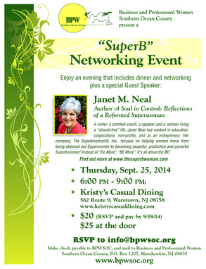 Business and Professional Women Southern Ocean County Networking Event, September 25, 2014 at Kristy's Casual Dining